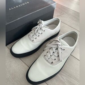 Allsaints Denver Low Top Leather Sneakers Shoes Men US 9 EU 42 Chalk Like New